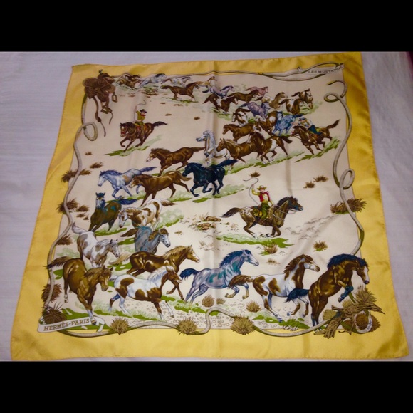 Hermes Accessories - Hermès Vintage Robert Dallet "Les Mustangs" Scarf